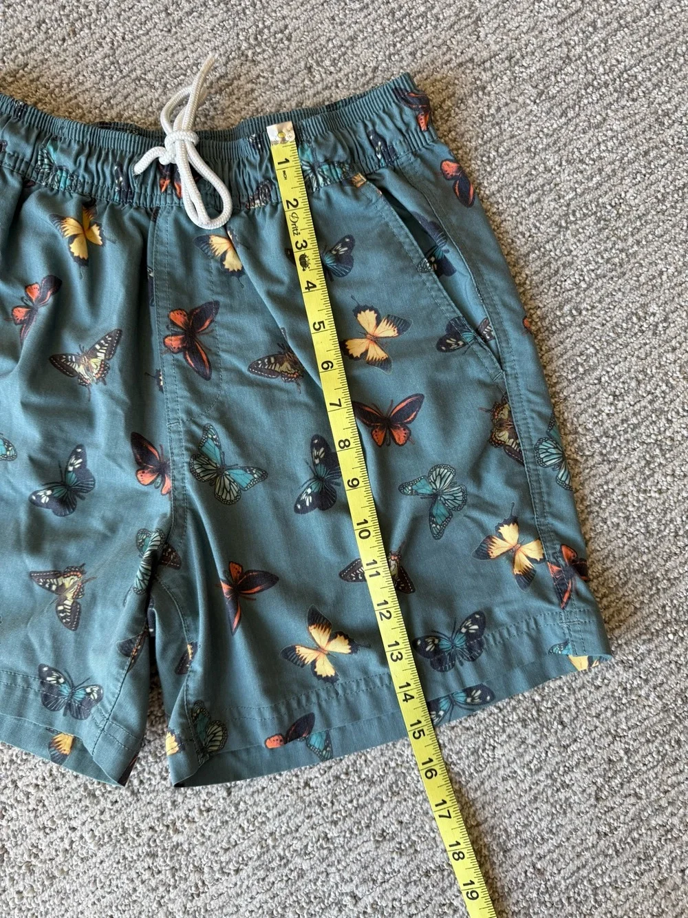 Men's H&M Teal Butterfly Print Swim Trunks Size Small‎